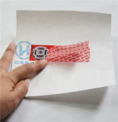 China Etiqueta evidente de transferência total aberta vaga impermeável da etiqueta da etiqueta do selo da segurança à venda