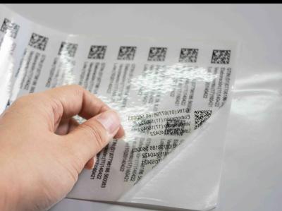 China Corte las etiquetas evidentes de la seguridad con tintas del pisón auto-adhesivo transparente para el cartón plástico en venta