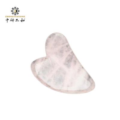 China Heart Shaped Scraping Massage Tool Rose Quartz Pink Jade Stone for sale