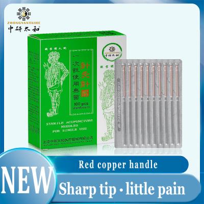 China 100pcs Zhongyan Taihe Disposable Acupuncture Needles Red Copper Ring Handle for sale