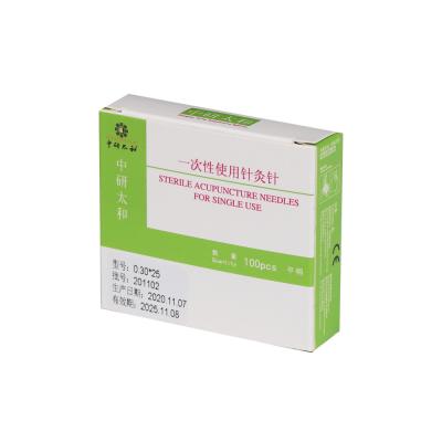 China agulha de aço inoxidável estéril descartável da acupuntura do punho de Zhongyan Taihe das agulhas da acupuntura 100pcs com tubo à venda