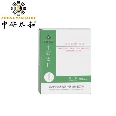 China Akupunktur-Nadel-sterile kupferne Griff-Akupunktur-Wegwerfnadel 500pcs Zhongyan Taihe mit Rohr zu verkaufen