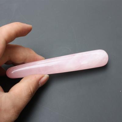 China Acupuncture Pink Crystal Massage Stick Quartz Beauty Body Relaxation for sale