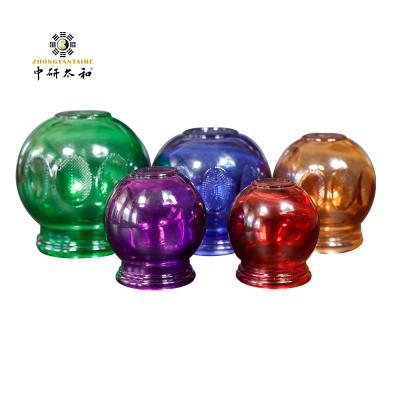 China Customized 5pcs Massage Cupping Set Special Chinese Traditional Fire Cup Glass Colorful Damp Removing for sale