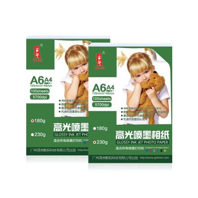 China papel A6, lado de papel 100sheets lustroso de 105*148mm da foto de 230 G/M único à venda