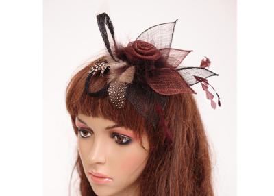 中国 魅惑的な物 のための女性ブラウン花の Sinamay 魅惑的な物 の Headwear/Teather の帽子 販売のため