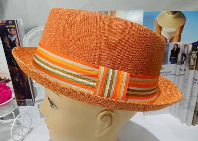 China Orange Linen Hat Short Roll Up Brim Mens Homburg Hats For Gentleman , Black Men Hat for sale