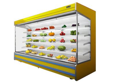 China Low Noise Store Vegetable Multideck Open Chiller With Glass Door Easy Moving Wheel for sale