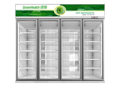 China 1260W Commercial Beverage Cooler , 4 Glass Door Upright Milk Beverage Display Chiller for sale