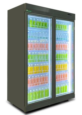 China 5 Layers Commercial Beverage Refrigerator Glass Door Upright Cooler For Retail Store for sale