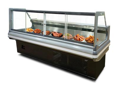 China Tempered Glass Right Angle Type Deli Display Refrigerator Meat Display Butchery Freezer for sale