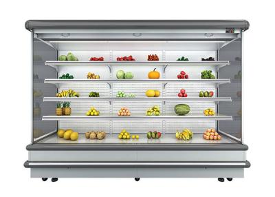 China Vertical Frozen Refrigerated Display Case Upright Open Chiller With Night Curtain for sale