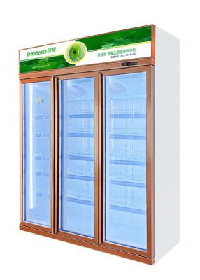 China Luxury Commercial Beverage Cooler Upright Glass Door Display Fridge Adjustable Shelves for sale