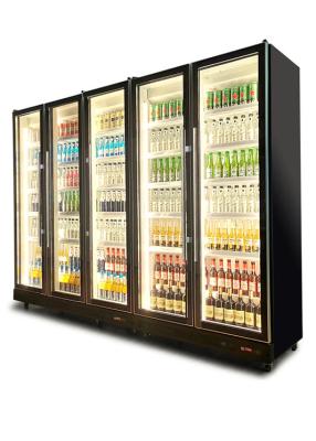 China Self Closing Glass Door Black Upright Soft Drink Refrigerator For KTV for sale