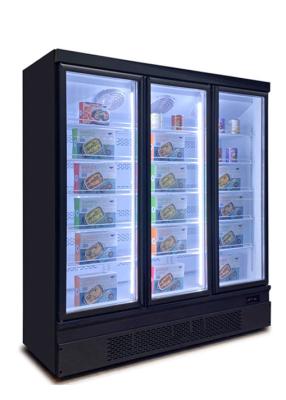 China Exposição comercial ereta congelada rápida do congelador das portas de vidro para o supermercado à venda