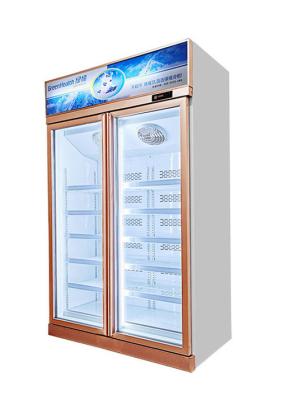 China Excellent Performance Frost Free Glass Hinge Door Vertical Display Freezer for sale
