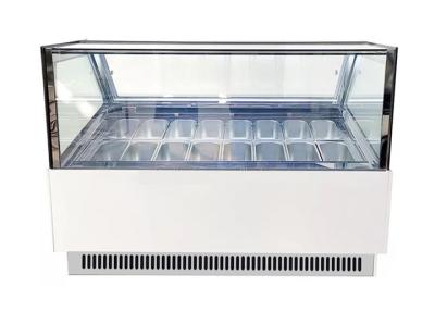 China Square Glass 16 Trays Gelato Display Case Ice Cream Dipping Freezer for sale