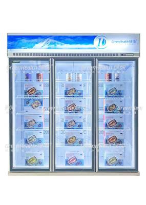 China LED Light Commercial Upright Freezer Glass Door With Cubigel Compressor for sale