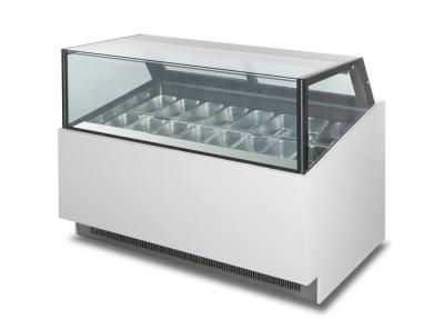 China 18 Pans LED Ice Cream Display Freezer Sliding Door Showcase for sale