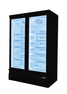 China Upright 2 Glass Door Freezer Fan Cooling Restaurant Fridge Freezing Food / Seafood 953L for sale