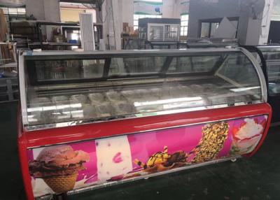 China Mostra comercial do petisco do congelador do armário do picolé do produto comestível da exposição do gelado do OEM à venda
