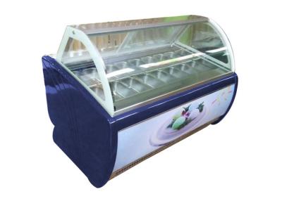 China Mini Ice Cream Glass Door Display Upright Freezer Gelato Shape Barrel Fridge for sale