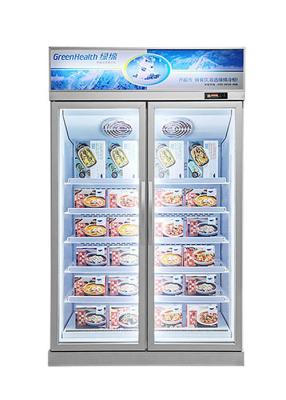 China Greenhealth comercial porta de vidro prateada porta de congelador vertical gabinete de exibição à venda