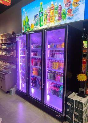 China Commercial Vertical Beer Display Cooler Double Door Drinks Refrigerator for sale