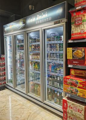 China Refrigeradores y congeladores de pantalla de vidrio vertical de doble puerta para el mercado pequeño en venta