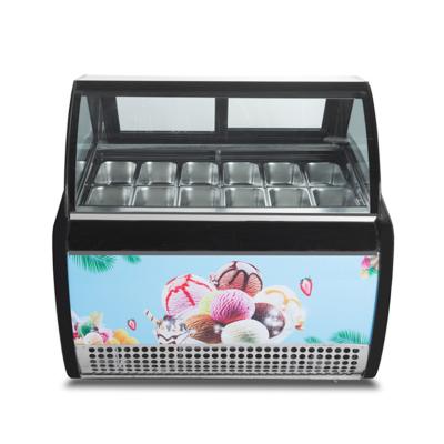 China 10/12/14/16/18 Pans Gelato Freezer Blue Hard Ice Cream Display Freezer for sale
