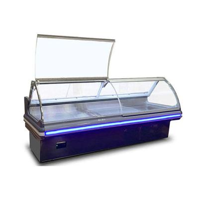 China Commercial Fresh Meat Seafood Display Chiller For Butchery Store With 1.5 2 3m for sale