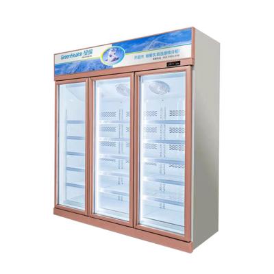 China Fan Cooling System 3 Doors Upright Glass Door Freezer With Wanbao Compressor for sale