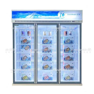 China Tempered Glass Door No Frost Upright Freezer For Frozen Food Display for sale
