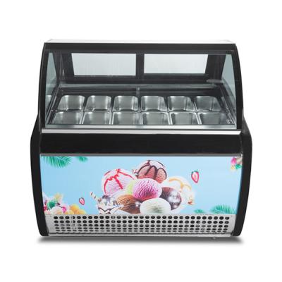 China Frost Free Ice Cream Display Freezer Fan Cooling With Ultimate Temperature -18-22C Ice Cream Display Showcase for sale