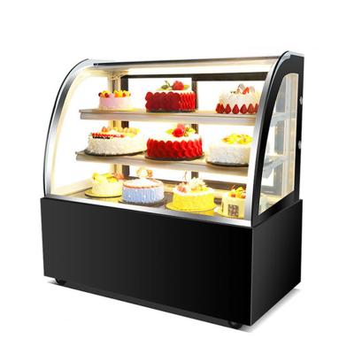 China Professional Grade Curved Glass Cake Display Fridge Perfect For Bakeries for sale
