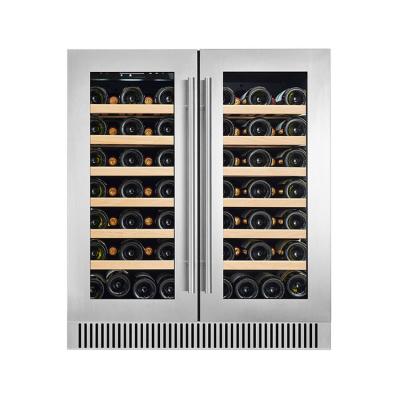 China Fashion Dual Zone SS Double Glass Door Red Wine Cooler With 180L 68 Bottles for sale
