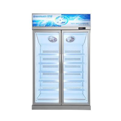 China 5 estanterías Puertas de vidrio doble Congelador de exhibición comercial con descongelación automática en venta