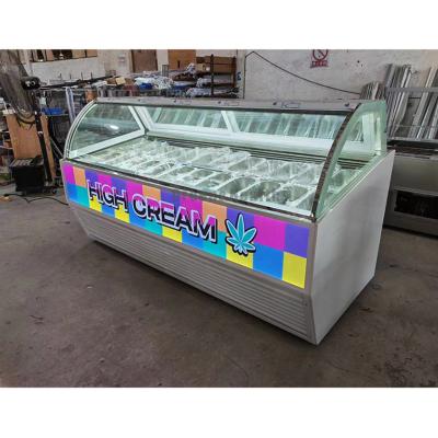 China Luxury Electric Glass Ice Cream Showcase Gelato Display Freezer for sale
