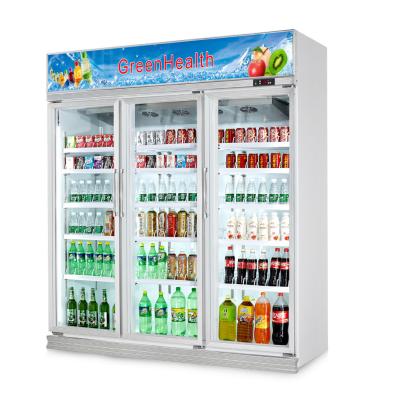 China Flowers Drinks Commercial Beverage Cooler Display showcase With Double Doors for sale