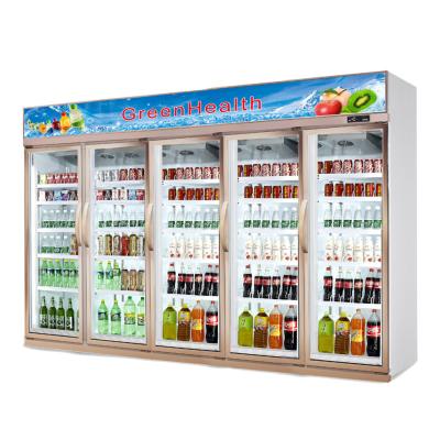 China Glass Door Upright Commercial Beverage Refrigerator For Supermarket for sale