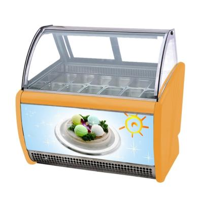 China Commercial Gelato Hard Ice Cream Display Freezer Showcase With 8/10/12/14/16 Pans for sale