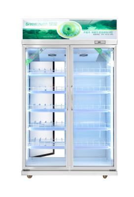China Two Door Vertical Commercial Beverage Display Cooler With Fan Cooling for sale