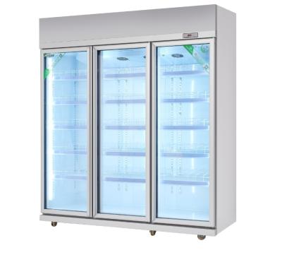 China -18C Commercial Glass Door Freezer Self - Contained For Frozen Food / Upright Display Cooler for sale