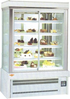 China Pizza Salad Cake Display Cooler For Bakery Shop With 1.2 / 1.5 / 2m Four Sides Transparent Glass for sale