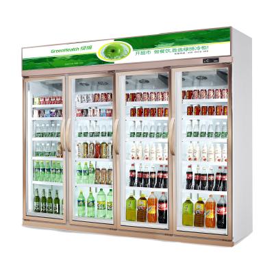 China Energy Saving Four Doors Upright Commercial Beverage Cooler For Convenient Store en venta
