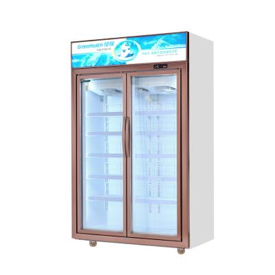 China Silver / Champagne Color Glass Door Freezer With 5 Layers Shelves 1100L for sale