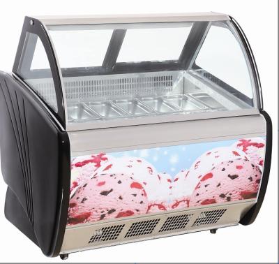 China Factory Direct Sale Double Row SS Pans Ice Cream Display Freezer Cabinet for sale