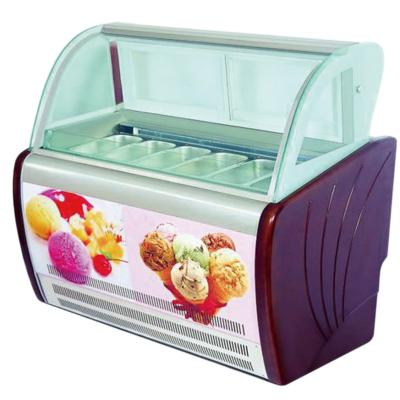 China Commercial Italian Ice Cream Display Freezer  With Customized Pans OEM Light for sale
