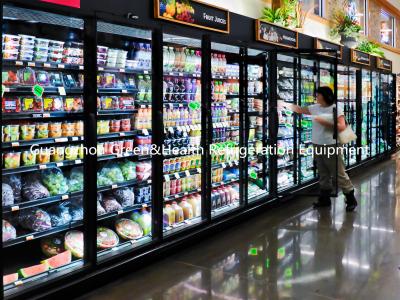 Chine Réfrigérateur ouvert droit de Multideck de service d'individu, réfrigérateur affronté en verre avec le verre incurvé à vendre