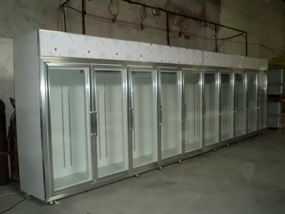 China Solid Glass Door Freezer Triple Shelves With Heater Inside for sale